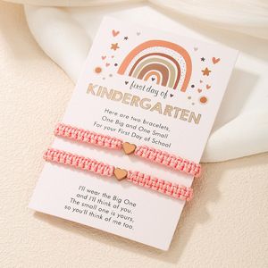 Handmade Braided <b>Bracelet</b> Stainless Steel Heart Parent Child Gift For Kids Back To School Season Jewelry - Product Image 3