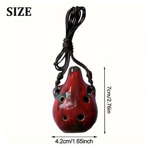 1 pièce Ocarina artisanale à 6 trous, effet four, petite goutte d'eau, avec cordon de suspension - Product Image 5