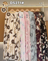 Robe Abaya en Chiffon à Imprimé Floral de Luxe, Col en V, Manches Évasées, Tenue de Mariage Modeste