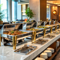 Ensemble de réchauds de luxe à couvercle roulant, chauffe-plats commerciaux en acier inoxydable pour buffet avec supports à combustible, équipement de restauration