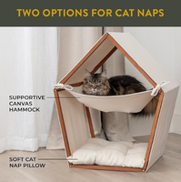 Maison de lit tipi de style bohème avec cadre en bois de pin chat toile tente hamac et oreiller lit chat meubles pour chat