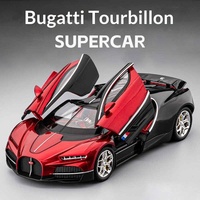 Modèle de supercar Bugatti Tourbillon en alliage de zinc à l'échelle 1:24, avec son et lumière, portes ouvrables, jouet de collection à rétrofriction