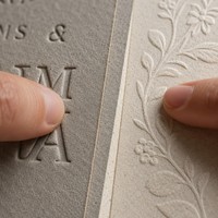 Conjunto de invitaciones de boda con relieve ciego en letterpress |   Papel Ecológico Reciclado de Doble Color Personalizado al por Mayor