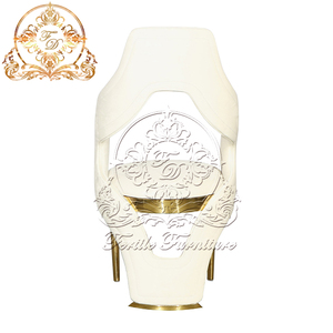 Sang Trọng Vải Đệm Vàng Thép Không Gỉ Kim Loại Khung Stackable Đám Cưới Hiện Đại Ăn Ghế - Product Image 3