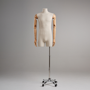 Mannequin sur mesure 3/4 ou corps entier pour présentation de vêtements, avec bras en <span class=keywords><strong>bois</strong></span> réglables <span class=keywords><strong>et</strong></span> revêtement en tissu, en fibre de verre - Product Image 4