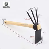 Houe de jardin robuste en acier au carbone, manche en bois, anti-rouille, durable, houe agricole manuelle, lame de 8 pouces, outil agricole portable