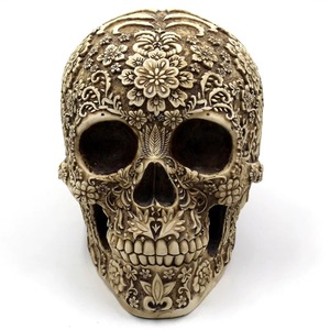 Statuetta <span class=keywords><strong>di</strong></span> teschio in resina con decorazioni floreali, statua <span class=keywords><strong>di</strong></span> teschio in stile messicano per il Giorno dei Morti, Dia de los Muertos, decorazione per la casa <span class=keywords><strong>di</strong></span> Halloween - Product Image 1