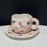 Tasses à café en céramique nuage bleu faites à la main avec soucoupe irrégulière ensemble de tasses à thé après-midi 300ml tasse de Couple cadeau