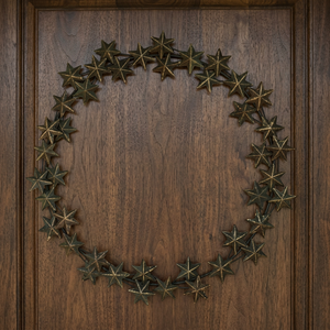 Corona de Estrella Metálica Rústica Hecha a Mano, Corona Decorativa de Flores Redonda sin Luces para Colgar en la Pared en Navidad, Paquete Individual - Product Image 5