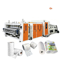 Machine de laminage et de rembobinage entièrement automatique pour serviettes de cuisine, machine de conversion de serviettes de toilette avec laminage par colle