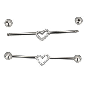 Industrial Titanium Barbell Piercing Set CZ Paved Infinity Symbol Pendiente Acero inoxidable Acero quirúrgico con patrón de picos - Product Image 5