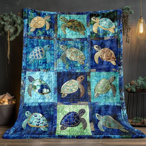 Couverture matelassée rectangulaire en polyester et coton, motif tortue marine, écologique, pour la décoration moderne de la maison, en flanelle, vente en gros - Product Image 3