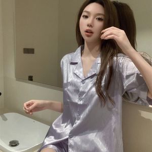 Pijamas Mujer Sexy Explosivo <span class=keywords><strong>de</strong></span> gama alta Estilo <span class=keywords><strong>novio</strong></span> Espiga Pantalones cortos <span class=keywords><strong>de</strong></span> manga corta Pijamas <span class=keywords><strong>Traje</strong></span> <span class=keywords><strong>de</strong></span> Casa Pijama <span class=keywords><strong>de</strong></span> seda <span class=keywords><strong>Traje</strong></span> - Product Image 3