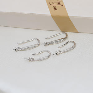 Pendientes de Plata S925 con Estilo Simple Esmerilado para Mujer, 7-8 Perlas, Componentes de Joyería Personalizados, Accesorios de Bricolaje, Bandeja Vacía - Product Image 3