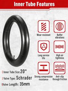 Cámara de Aire para Bicicleta de 20 Pulgadas, Cámara de Aire Interior para Bicicleta de Montaña, Cámara de Aire Antipinchazos para Bicicleta - Product Image 1