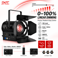 Projecteur de scène LED COB 150W Fresnel CRI97 sans ventilateur, contrôle DMX, écran LCD, gradation fluide, volets coupe-flux à quatre volets pour diffusion en direct