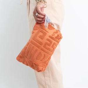 Jakarlı Havlu Kumaş El Çantası Portföy Çanta Moda Toptan Fermuarlı Kapatmalı Kozmetik Makyaj Çantası - Product Image 2