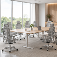 Chaise de bureau ergonomique entièrement en maille, dossier haut, pivotante avec appui-tête, pour projets de postes de travail B2B – Approvisionnement direct usine