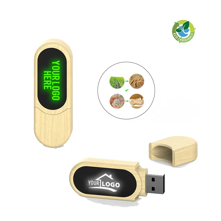 Neuer Eco Wheat Straw LED 3.0 USB-Stick 4GB 8GB Flash-Speicher 16GB 32GB 64GB Pen drive Custom USB-Laufwerk