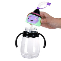 Bouteille d'eau réutilisable 500 ml pour enfants avec paille, motifs de Noël (Bonhomme de neige, Fraise, Citrouille) et de dessins animés d'Halloween, couvercle en plastique