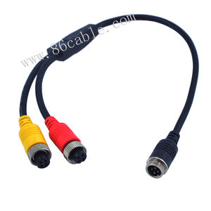 车载摄像机<span class=keywords><strong>gx</strong></span> 12 4pin航空母分路器音频视频电缆公连接器，用于两个摄像机闭路电视监视器 - Product Image 5