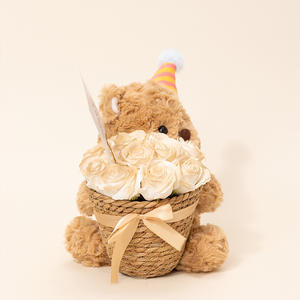 Linda cesta de flores oso de peluche juguete de peluche creativo para niños comodidad y compañí<span class=keywords><strong>a</strong></span> muñeca chico cumpleaños y regalo del Dí<span class=keywords><strong>a</strong></span> de San Valentín - Product Image 5