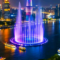 Fontaine à cascade circulaire en acier inoxydable SS304 anti-corrosion avec jets LED multicolores programmables en arc – Offre spéciale pour parcs publics