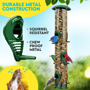 Petdom Khay Cho Chim Chống Sóc Treo Bằng Nhựa Ngoài Trời Cho Chim Hoang Dã Với 6 Cổng Cho Ăn Cho Chim Ăn Trong Vườn Có Móc Treo Bằng Thép - Product Image 3