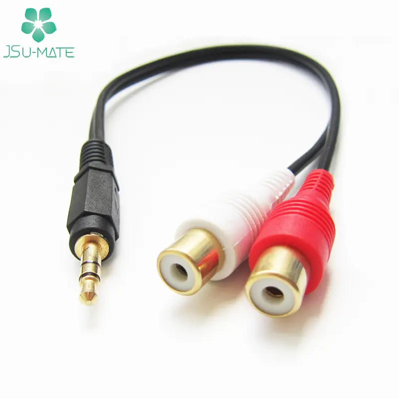 Stereo 3.5mm 2.5mm Jack Gold Plated To 2RCA Speaker AV TV Cable Male To Female Audio RCA Cables Female Cable