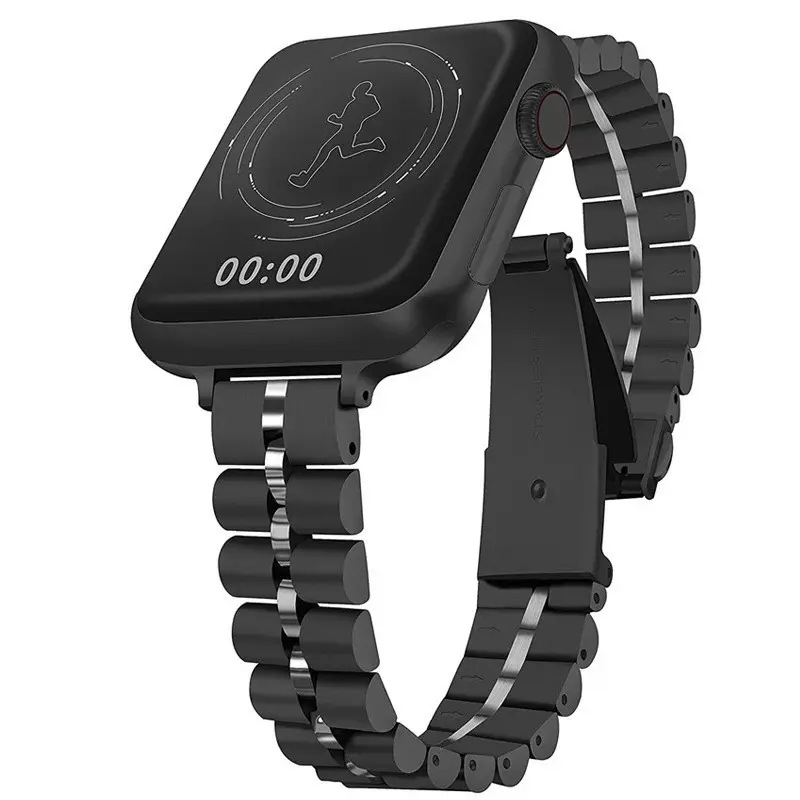 מוצר חדש נירוסטה מתכת יוקרה עיצוב שעון להקת עבור אפל שעון סדרת 1 2 3 4 5 SE 6 38 40 42 44mm