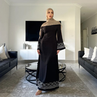 Elégante Broderie Moyen-Orient Arabe Dubaï Turc Musulman Femme Modeste Robe Burqa Abaya Robe Abayas Robe