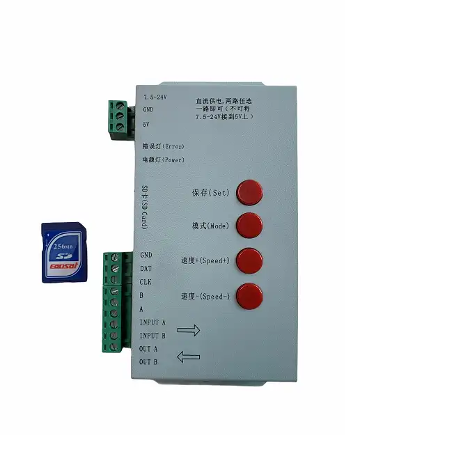 5-24V AC110-220V SPI Kartu SD Controller T1000 T4000 T8000 WS2811 WS2812 8806 8206 RGB Strip Programmable Led controller