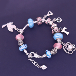 Braccialetti con Ciondoli a Lettere Greche, <span class=keywords><strong>Perle</strong></span> e Fiori, per Confraternite Gamma Phi Delta - Product Image 4