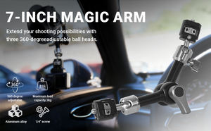 Bras magique de 7 pouces Bras de friction magique extensible réglable et équipé d'un siège de chaussure chauffant Vis de trépied de 1/4 pouces - Product Image 6