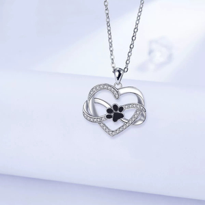 Collier d'empreintes de pattes en forme de coeur de haute qualité 2025 Offre Spéciale, argent sterling avec cristaux CZ pour les propriétaires d'animaux de compagnie - Product Image 2
