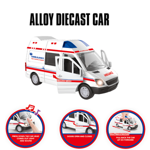 PANDAS1/32 in lega Diecast <span class=keywords><strong>giocattolo</strong></span> elettrico di simulazione modello di ambulanza tirare indietro il suono del veicolo in metallo luce <span class=keywords><strong>giocattolo</strong></span> auto ragazzo bambino regalo - Product Image 2