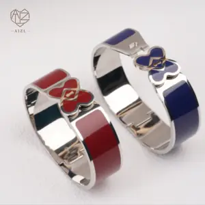AZL Lucky-bracelet trèfle à quatre feuilles en émail coloré, bracelet fleur rouge bleu, bracelets trèfle à quatre feuilles