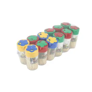 1.6 1.8mm 65mm 12bottles plastic bottle in shrink packed high quality china manufacturers bamboo toothpick wooden toothpicks
