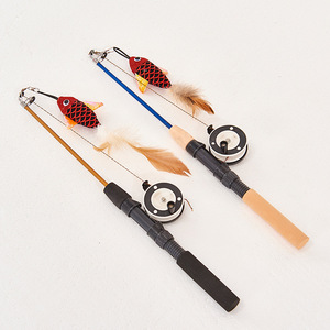 Pet <b>toy</b> cat teaser <b>fish</b>-shaped telescopic fishing rod feather cat <b>toy</b> cat teaser telescopic fishing rod feather cloth <b>fish</b> cat - Product Image 2