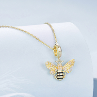 Pendentif abeille en plaqué or accessoires de bricolage niche forestière s925 perles de bracelet en argent sterling
