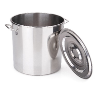 Seau à soupe en acier inoxydable, grand seau commercial avec doubles anses et couvercle, seau à eau ménager de grande capacité, marmite à soupe