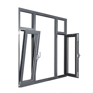 Ventanas de impacto de huracán de aluminio de triple Panel, ventanas de vidrio insonorizadas, ventana abatible de eficiencia energética