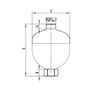 เมชไดอะแฟรมไฮดรอลิกอะคูมูเลเตอร์ 1 ลิตร สแตนเลสสตีล M28X1.5 ทนแรงดัน - Product Image 1