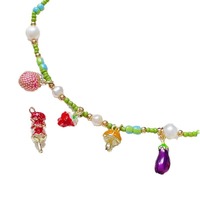 Pendentif en forme de fruit en alliage goutte à goutte pour la fabrication de bijoux Strawberry Lychee Mushroom Papaya Beads Necklace Bracelet