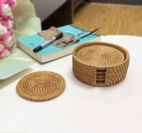Tapis pour napperon rond fait à la main, 1 pièce, tapisserie, dessous de plat, pour la cuisine, en rotin, rembourrage