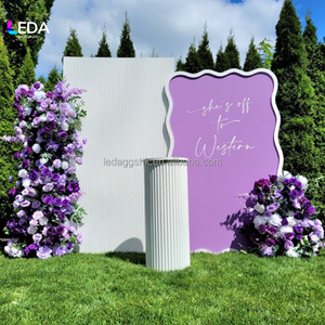 ซุ้มแต่งงานอะคริลิคสีชมพูแบบเรียบง่าย LEDA รุ่นใหม่ พร้อมฉากหลัง PVC สำหรับงานแต่งงานและงานอีเว้นท์ - Product Image 3
