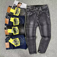 Promotion de liquidation d'usine en gros : Jeans slim fit déchirés et élastiques pour hommes avec plusieurs poches, pantalons délavés, style streetwear