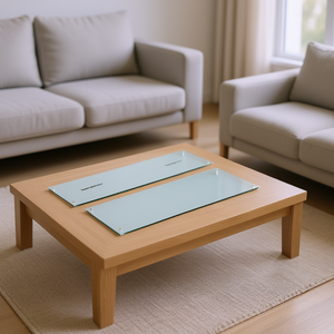 Plateau en verre trempé 55x164 mm avec supports pour meubles modernes - Product Image 3