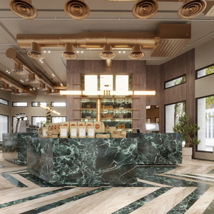 Barra de Bar de Madera de Alta Gama con Iluminación LED |   Muebles Modernos para Cafeterías y Diseño de Interiores para Boutiques - Product Image 1