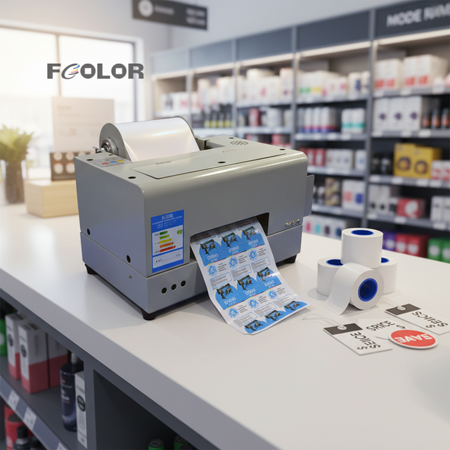 Digital Color Label Printer Roll to Roll Sticker Machine Clear Barcode Inkjet Label Printer